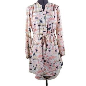 Maison Jules Floral Split Neck Shirtdress Sz S